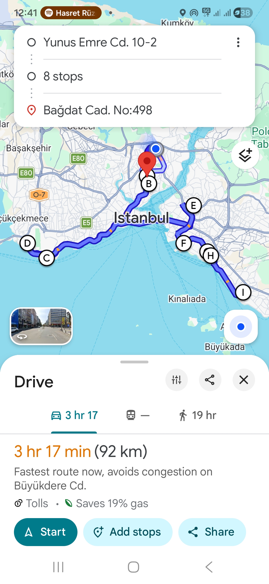 Google Maps ile optimize edilmiş rota